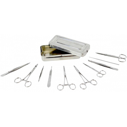 Boite de petite chirurgie complète en inox avec instruments Holtex