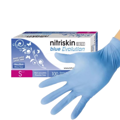 Gants d'examen nitrile Nitriskin Blue Evolution non poudrés non stériles (boite de 100)